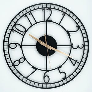 Metal Wall Clock with Numbers, Trendy Home Decor, Modern Wall Clock, Unique Wall Clock, Oversized Wall Clock, Large Wall Clock, Silent Clock