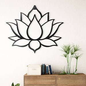 Lotus Flower Metal Wall Decor,Lotus Metal Sign Wall Hanging, Large Flower Wall Decor,Outdoor Housewarming Gift, Yoga Wall Decor