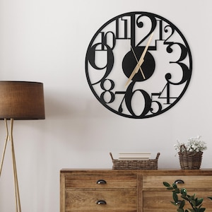 Modern Asymmetric Wall Clock with Various Hands, Large Wall Clock, Unique Wall Clock With Numbers, Silent Wall Clock, Home and Office Decor