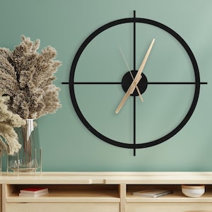 Oversized Metal Wall Clock, Silent & Unique. Modern Large Design for Home, Perfect Statement Piece for Living Room or Office Decor