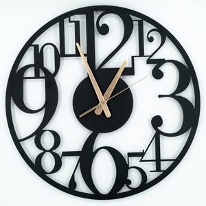 Modern Asymmetric Wall Clock with Various Hands, Large Wall Clock, Unique Wall Clock With Numbers, Silent Wall Clock, Home and Office Decor
