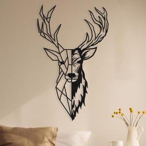 Metal Geometric Deer Wall Art | Metal Wall Hangings, Living Room Wall Hanging,Office Decor,Metal Wall Art Decoration,Gift For Nature Lovers