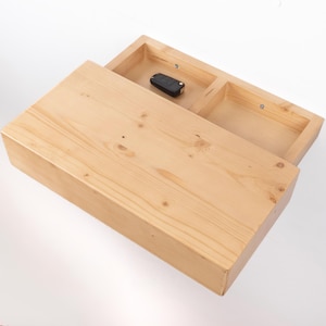 NATURAL color Floating bedside shelf with secret drawer