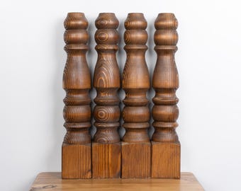 Set of 4 handcrafted solid wood legs for low tables, benches, or coffee tables.