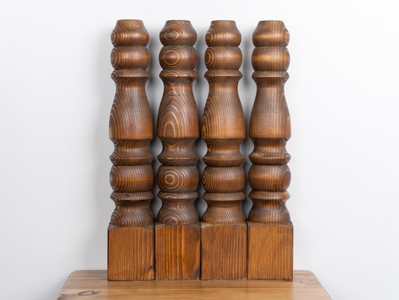 Set of 4 handcrafted solid wood legs for low tables, benches, or coffee tables.