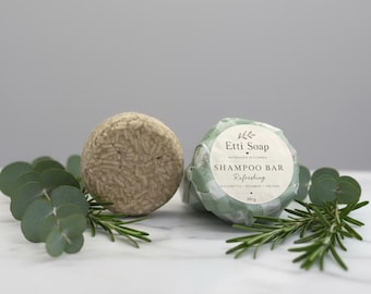 Handmade Shampoo Bar, Gentle Solid Shampoo, Eucalyptus Mint with Tea Tree, 2.8 oz | Shampoo Bar, Solid Shampoo for Hair
