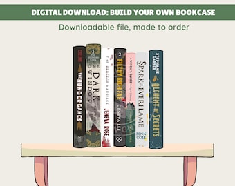 Build Your Own Bookcase. Hand-drawn Book Spines. Fully Customizable. Popular Books. Digital Artwork. Instant Download. Booktok.