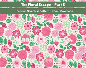 The Floral Escape Part 3 | Repeat Seamless Pattern for Small Business Products | Instant Download | Fabric | PNG | Flower Print