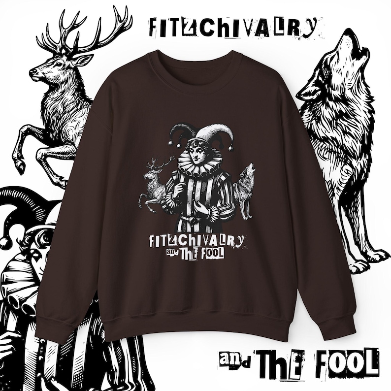 Fitz and The Fool Sweatshirt || Realm of the Elderlings Merch, Fitzchivalry, The Farseer Trilogy, Robin Hobb, ROTE Dark Chocolate
