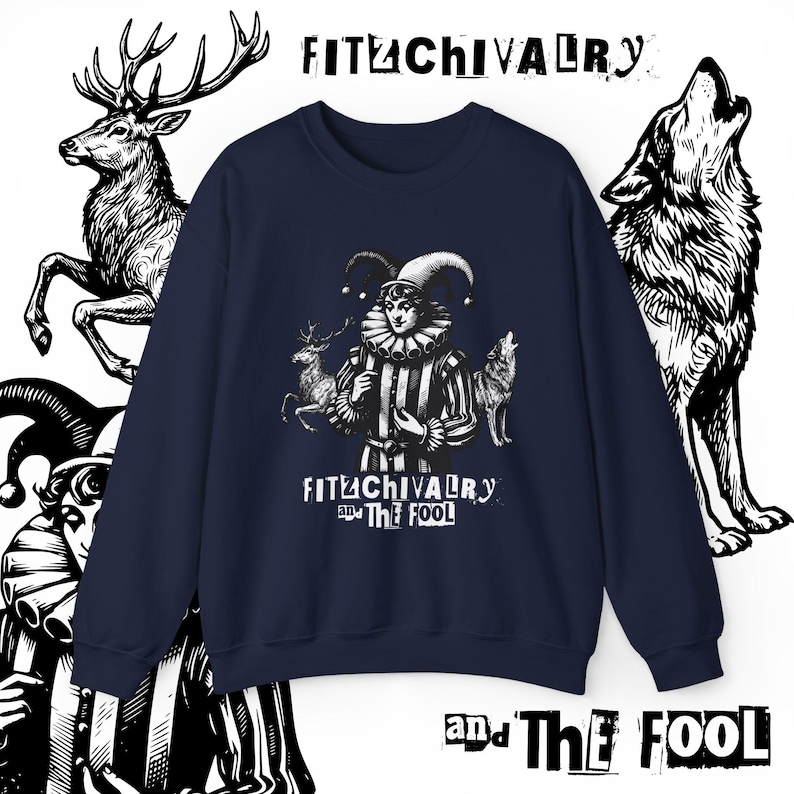 Fitz and The Fool Sweatshirt || Realm of the Elderlings Merch, Fitzchivalry, The Farseer Trilogy, Robin Hobb, ROTE Navy