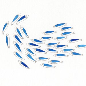 Sardine - illustrazione originale su carta - edizione limitata