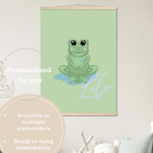 Poster rana personalizzato con gancio – Regalo unico per neonati, decorazione con nome personalizzato