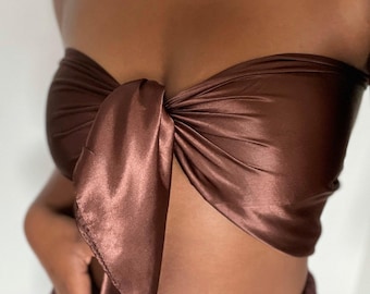 Handmade Silky Satin Scarf: Multiuse Hair Scarf, Neck Tie, Top (90x90 cm)