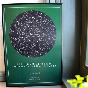 Carte du ciel personnalisée verte