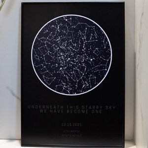 Carte des étoiles personnalisée noire