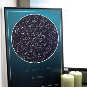 Carte des étoiles personnalisée en dégradé de vert