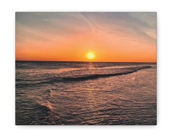 Beach Sunset High Quality Canvas Wall Art – Serene Ocean View with Vibrant Colors for Home Décor