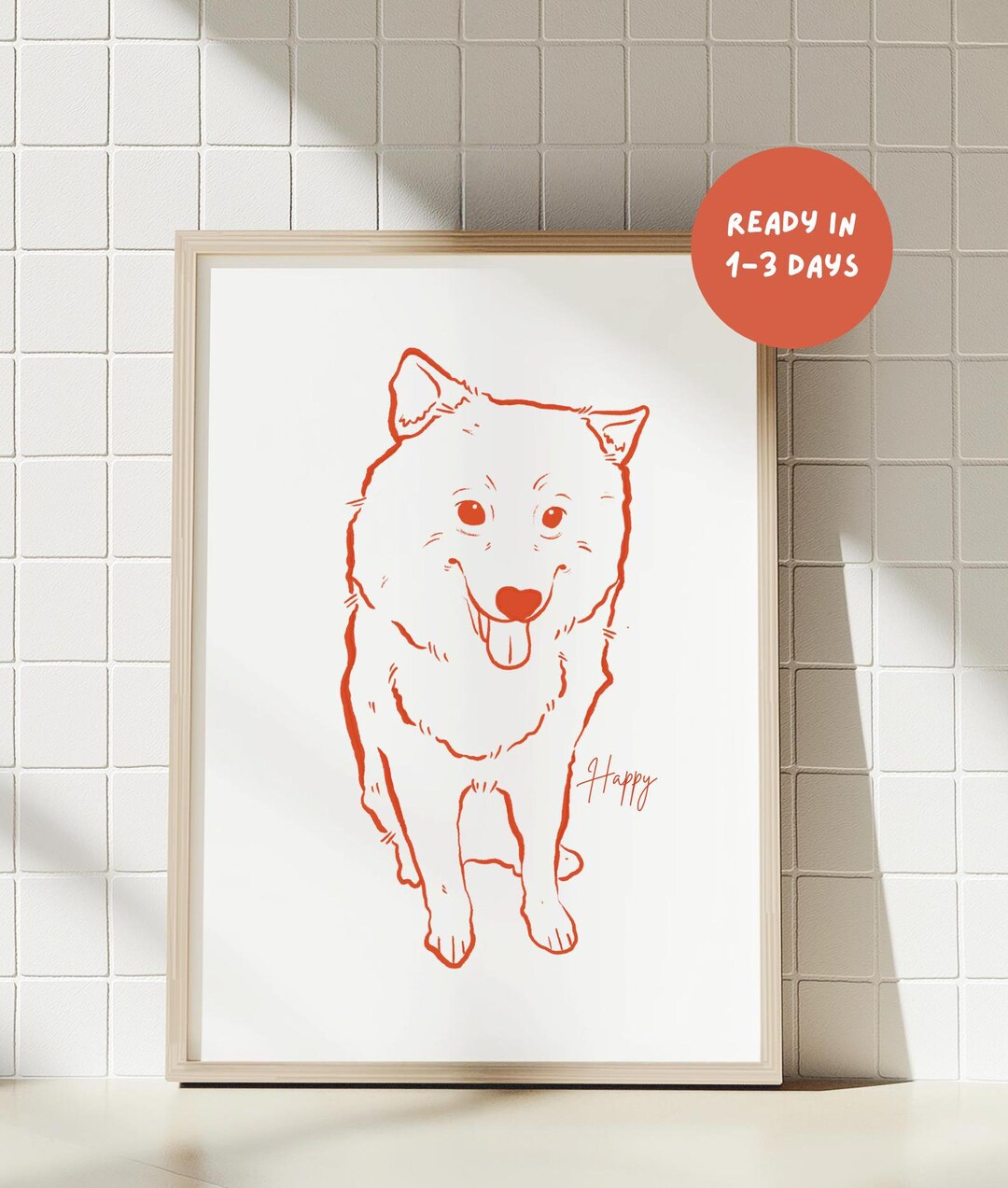 Custom Pet Portrait, Digital Printable Dog Portrait Wall Art, Dog Lover ...