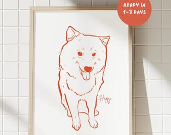 Custom Pet Portrait, Digital Printable Dog Portrait Wall Art, Dog Lover Gift, Personalized Dog Portrait, Unique Pet Poster, Pet Loss Gift