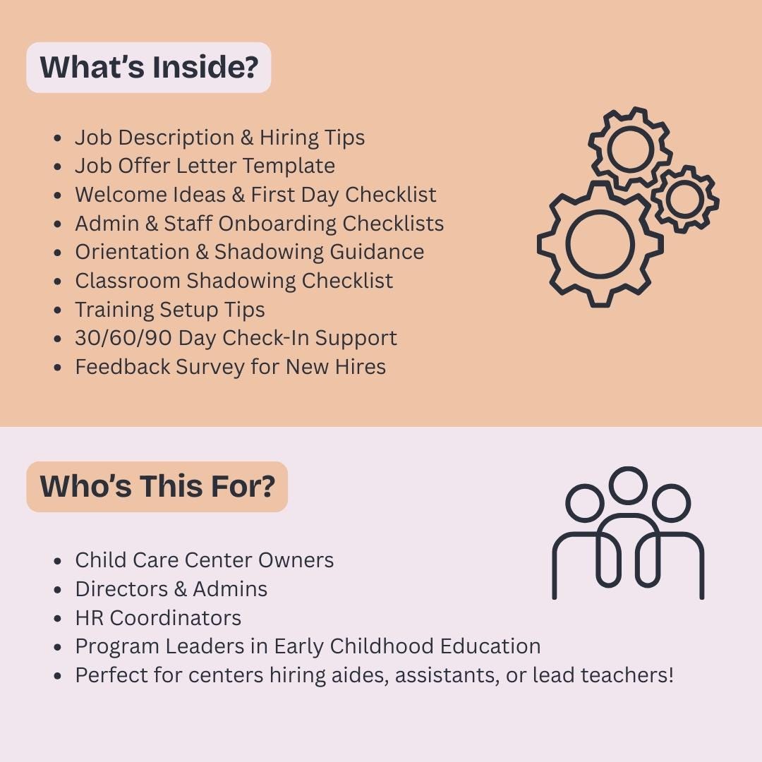 Early Childhood Onboarding Guide | New Hire Checklist | Childcare Staff ...