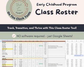 Class Roster Spreadsheet | Childcare Classroom Tracker | Schedule & Transition | Google Sheets | Enrollment Organizer | Early Childhood Tool