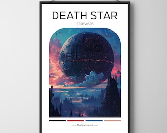 Modern Death Star travel poster, Star Wars Digital Print, Movie Art Print (Digital Download)