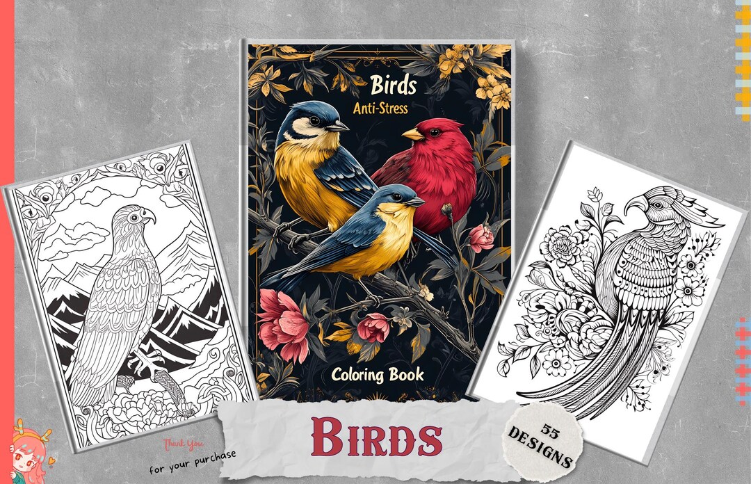 55 Digital Anti-stress Bird Coloring Pages for Adults - Relaxation ...