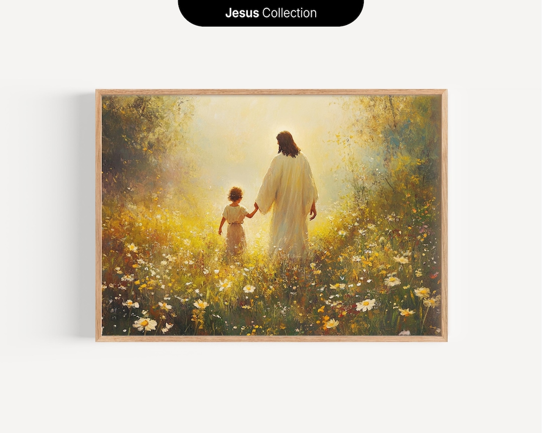 Child Walking With Jesus, Digital Download, Jesus and Child Painting ...