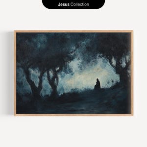 Gethsemane Night Prayer, Garden of Gethsemane DIGITAL Oil Painting, Jesus in Solitude, Bible Wall Art, Christian Vintage Printable