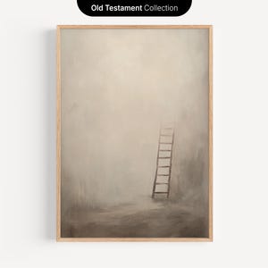 Heavenly Ladder, Jacob’s Vision DIGITAL DOWNLOAD, Minimalist Oil Painting, Dreamy Neutral Art, Christian Wall Art, Bible Print, Faith Decor
