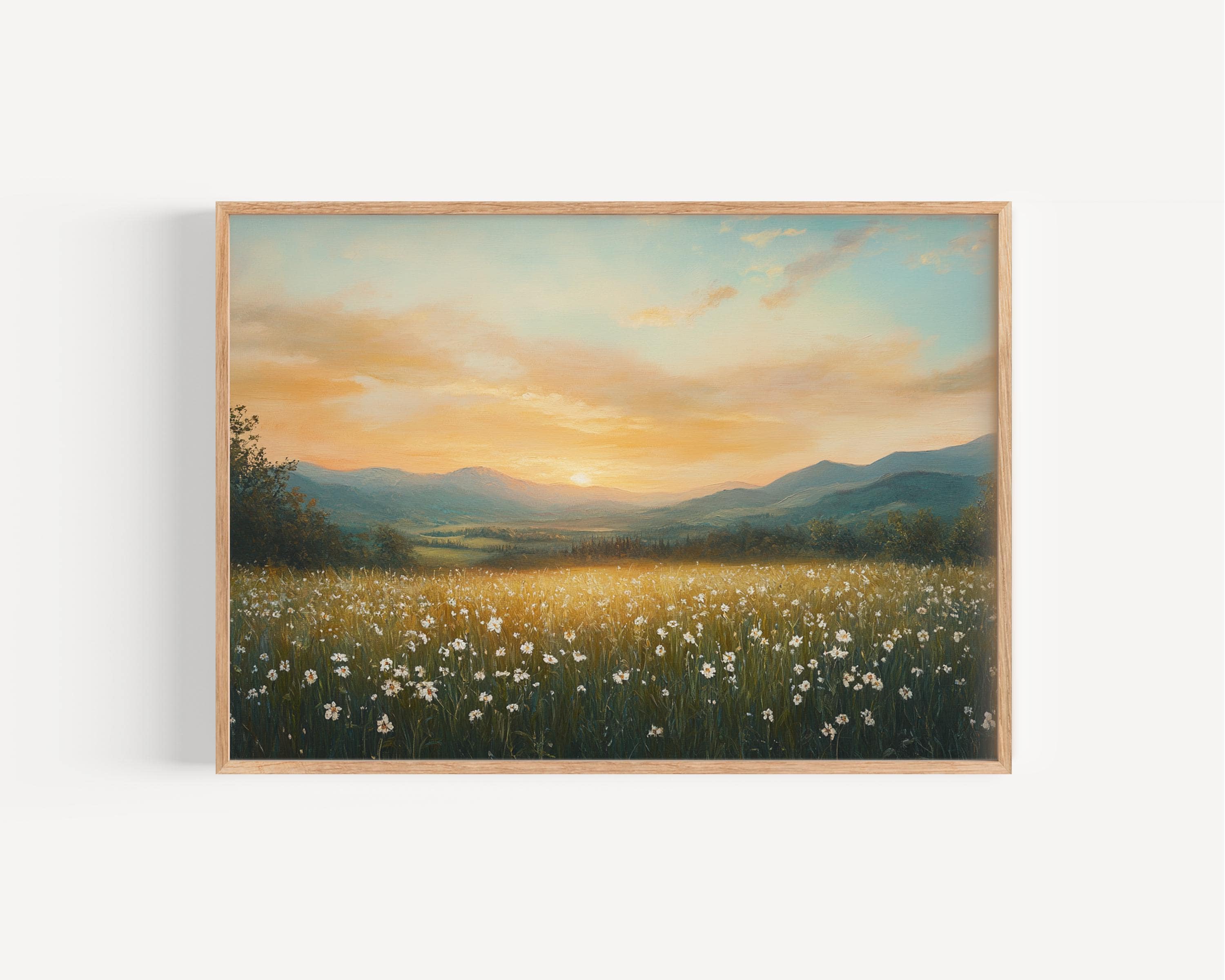 Psalm 46:5 Sunrise Field, Christian Landscape Oil Painting, Peaceful Mountain Meadow Art, Scripture Wall Decor, Vintage Bible Printable