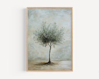 Olive Tree of Peace, Digital Download, Minimalist Neutral Painting, Modern Christian Wall Art, Biblical Nature Print, Faith-Based Decor