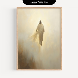 Jesus Resurrection, Digital Download, Minimalist Oil Painting, Christian Wall Art, Modern Christian Art, Faithful Savior Print, Jesus Heaven