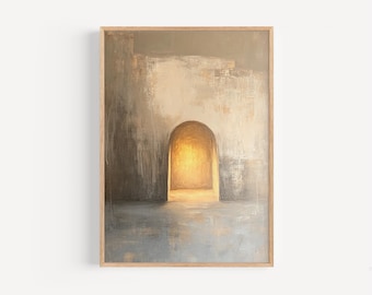 Empty Tomb of Jesus, Digital Download, He is Risen Art, Christian Wall Art, Resurrection Painting, Modern Bible Printable, Easter Decor
