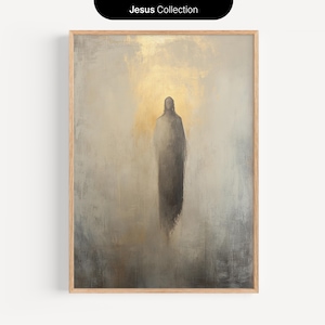 Jesus Ascends, DIGITAL DOWNLOAD, Minimalist Christian Painting, Modern Bible Art, Jesus Print Wall Art, Christian Faith Decor, Jesus Risen