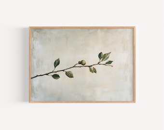 Rama de higuera, pintura al óleo vintage, descarga digital, arte mural cristiano minimalista, impresión de símbolos bíblicos, decoración de fe, arte bíblico moderno