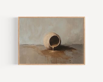 Alabaster Jar Landscape, Mary Anoints Jesus, DIGITAL DOWNLOAD, Minimalist Christian Print, Bible Story Wall Art, Modern Worship Decor