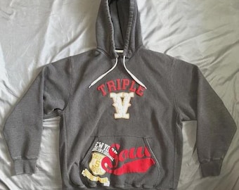 Vintage Triple Five Soul 555 Hoodie XL Gray Pullover Y2K Streetwear New York Hip Hop Rap Sweatshirt T55 Logo Distressed Mens 90s 2000s