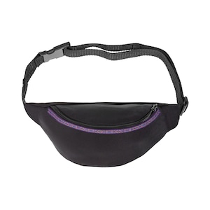 Einfache schwarze wasserdichte Tasche mit besticktem Ethno-Band