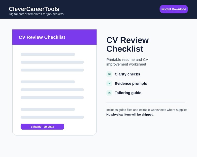 Cv Check Out CV Review Checklist, Resume Improvement Worksheet, Job Application Prep ...