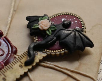 Handcrafted Floral Dragon Bookmark, Dark Fantasy Bookish Accessory