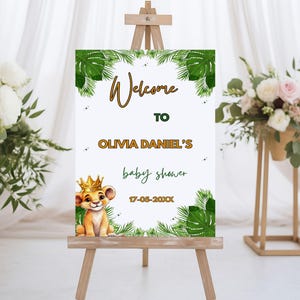 A Little King Welcome Sign, Editable Baby Shower Welcome Sign Template, Safari Baby Shower Sign, Jungle Baby Shower Welcome Si