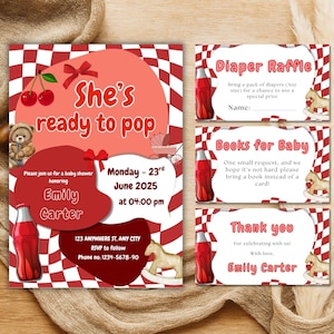 Sie ist bereit zur Babyparty-Einladung, bereit zu Pop-Babyparty-Einladung, Soda-Babyparty einladen, Geschlecht Neutral Babyparty einladen