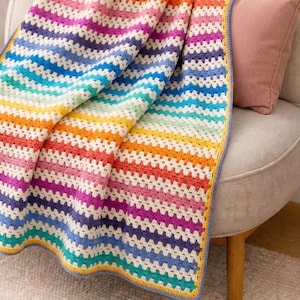 Granny Stripe Crochet Blanket Pattern, Crochet Pattern (PDF Download)