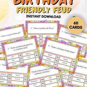 Birthday Friendly Feud Game, Birthday Family Feud Game, Birthday Party Games, Birthday Games for Kids, Games for Adults, Birthday Trivia