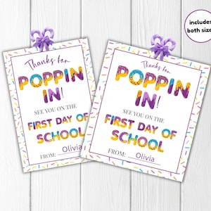 Back To School Student Welcome Gift, Thanks for Popping In Tag, Meet The Teacher Student Gift Tag, Lollipop Tag, Open House Gift, Candy Gift