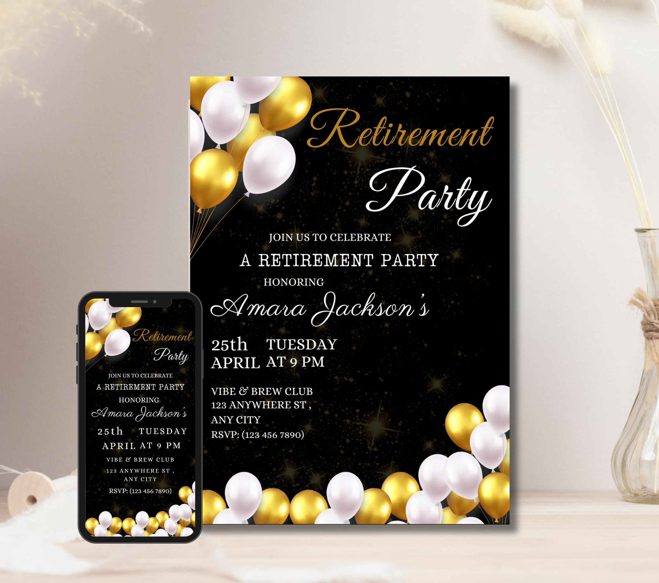 Editable Retirement Party Invitation Template, Retirement Dinner ...