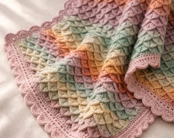 Dragon Scale Crochet Blanket Pattern, Textured Throw, Advanced Beginner (PDF Pattern)
