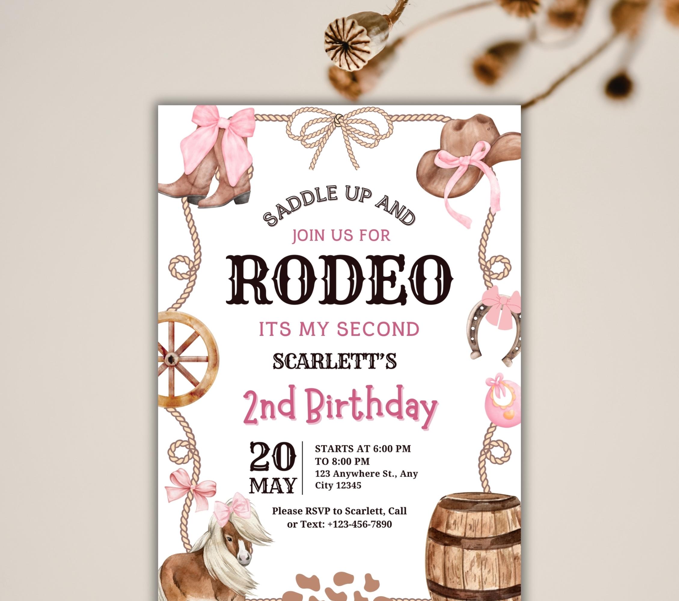 My Second Rodeo Labels Editable My Second Rodeo Invitation Template, Wild West Cowgirl 2nd ...