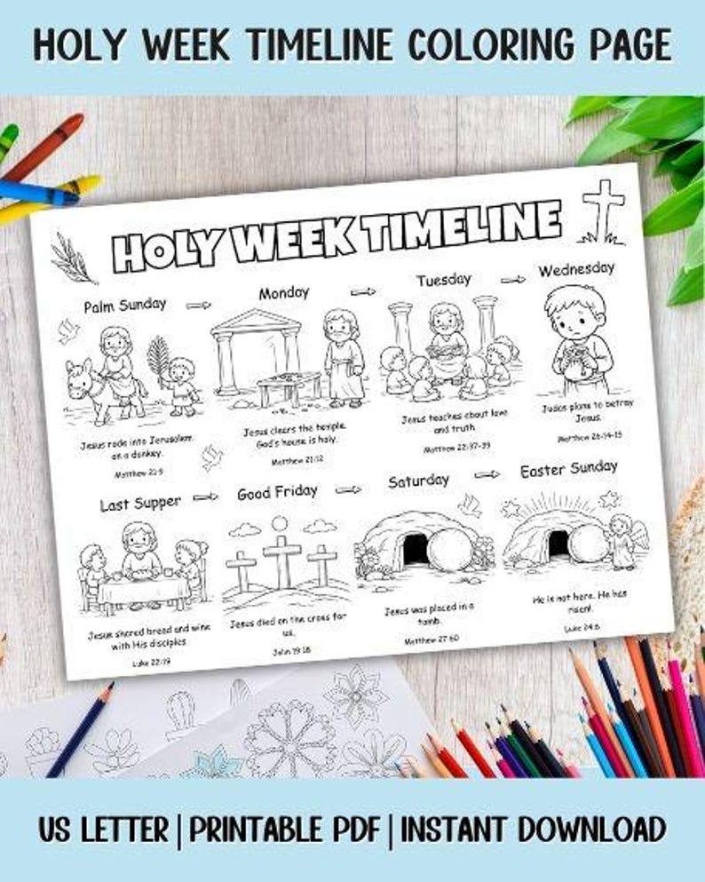 Holy Week Kids Coloring Craft Activities for Easter Fun Printable ...